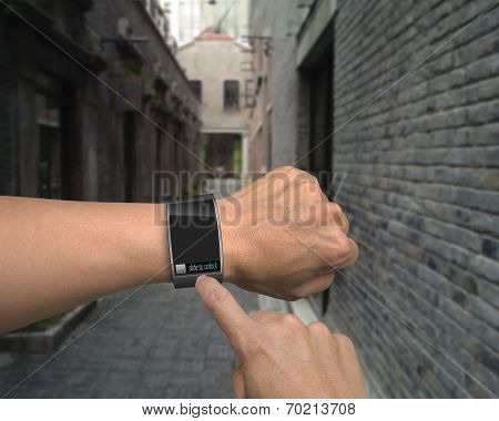 Male Hand Wear Iwatch With An Index Finger