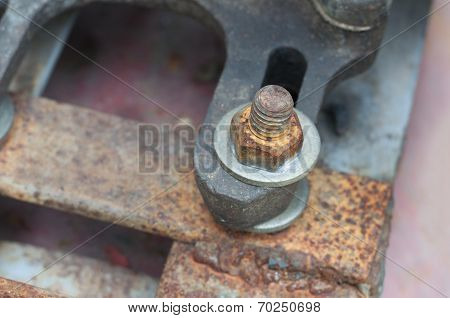 Bolt With Nut. Corrosive Rusted