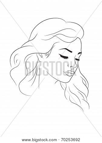 Nice woman outline portrait