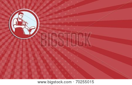 Business Card Shoemaker With Hammer Shoe Circle Retro