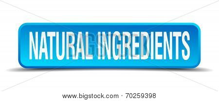 Natural Ingredients Blue 3D Realistic Square Isolated Button