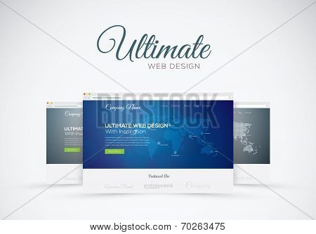 Website design showcase in web browser vector concept