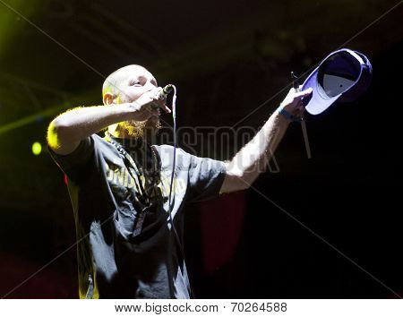 BONTIDA - JUNE 19: The London based Dub Pistols band performs live at Electric Castle Festival at June 19, 2014 in the Banffy castle in Bontida, Romania.