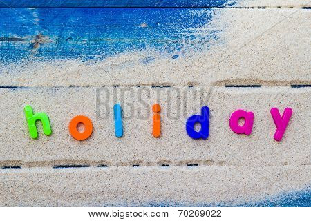 Word Holiday Laid Sand Blue Board