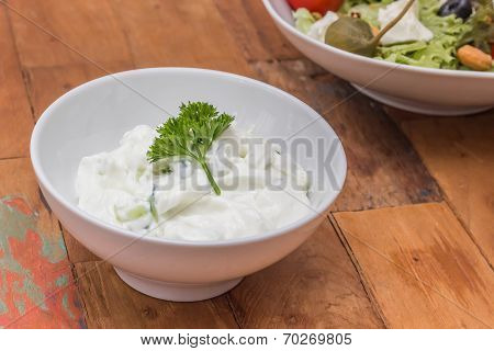 Greek Tzatziki Garnished With Parsley