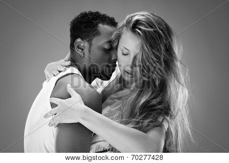 Monochrome portrait of a passionate couple