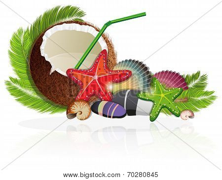 Coconut Cocktail With Palm Branches