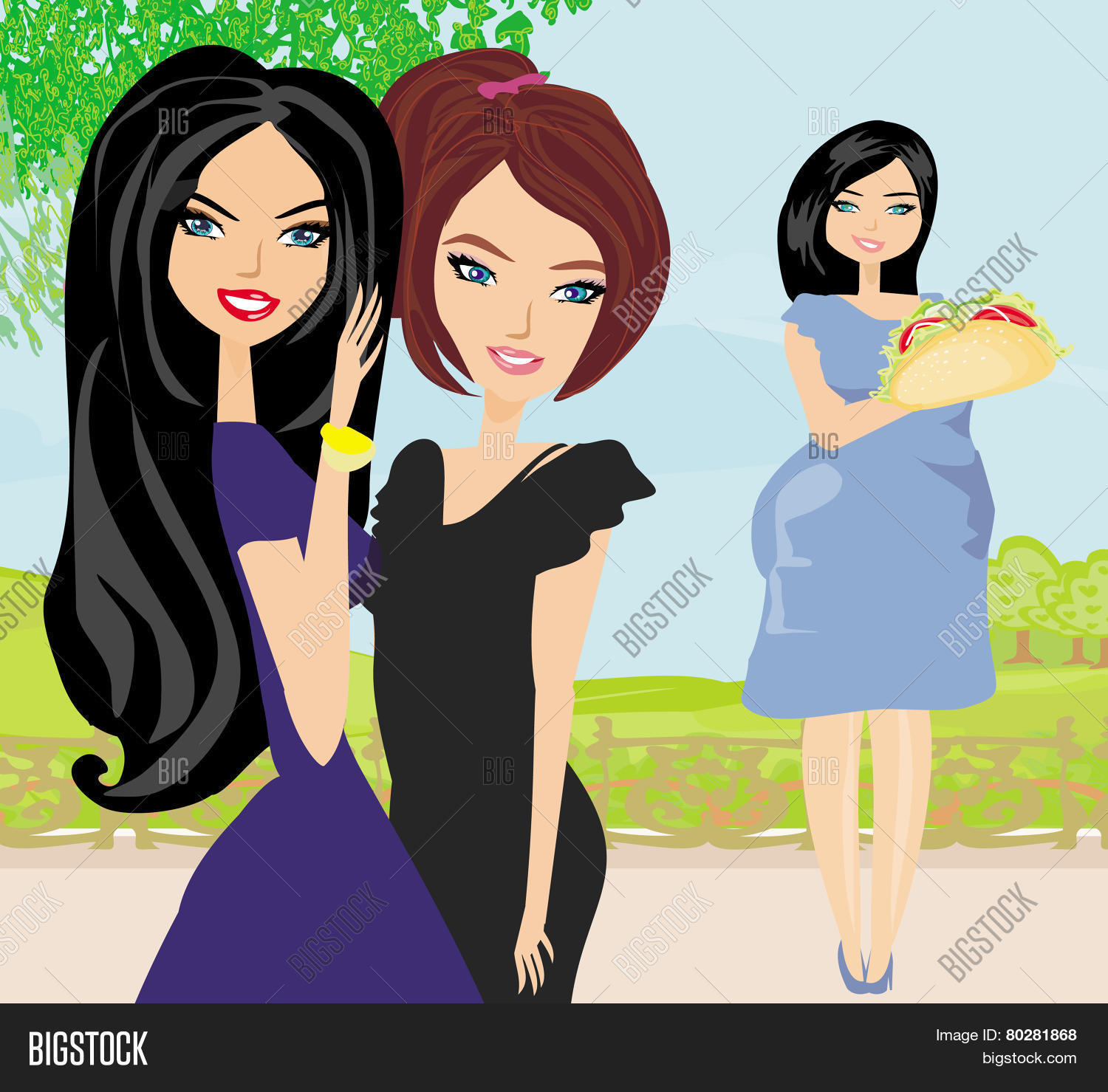 Two Women Gossip Vector Photo Free Trial Bigstock