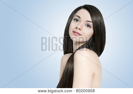 Beautiful Brunette Woman With Long Shiny Hair