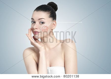 Beautiful Brunette Woman Portrait - Skin Care Concept