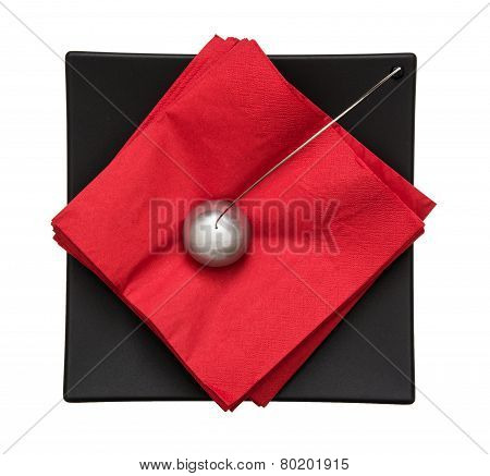 Napkin Holder With Paperweight - View From Above