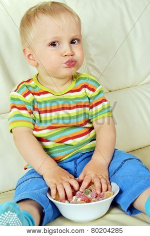 Boy Eating Sweets