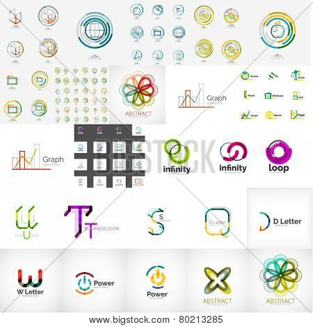 Logo collection, abstract geometric business icon set, company branding identity designe lements