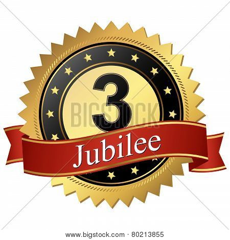 Jubilee Button With Banners - 3 Years