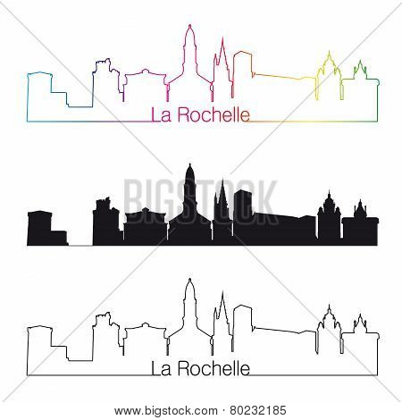 La Rochelle Skyline Linear Style With Rainbow