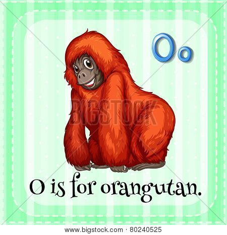 Illustration of a letter O is for orangutan