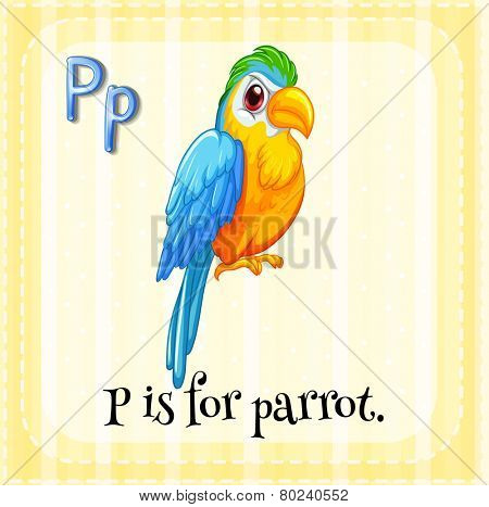 Illustration of a letter P is for parrot