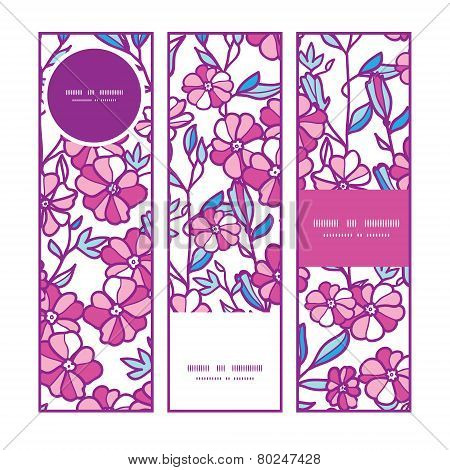 Vector vibrant field flowers vertical banners set pattern background