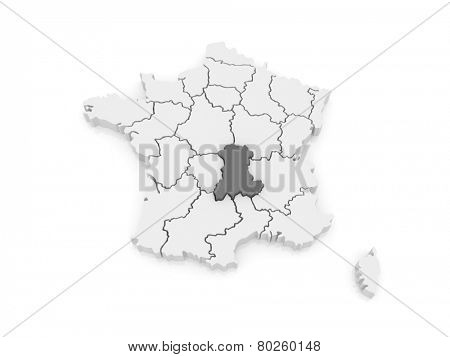 Map of Auvergne. France. 3d