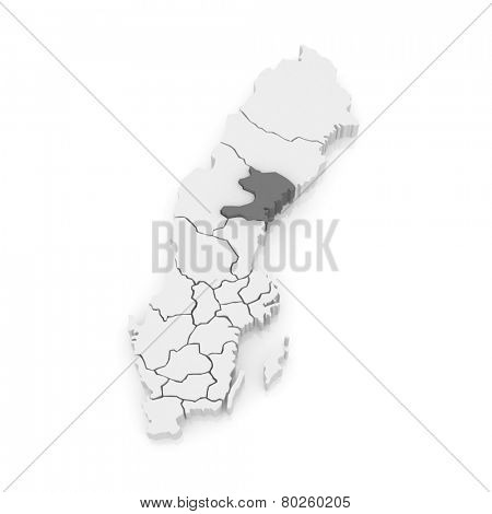 Map of Vasternorrland. Sweden. 3d