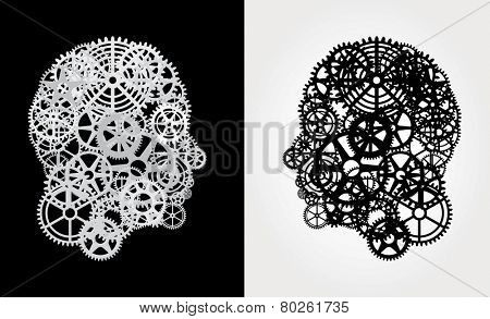human profile with gears