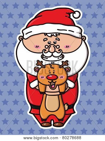 Santa And Deer
