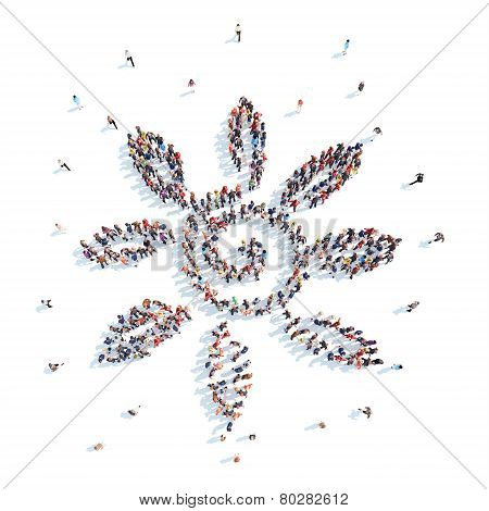 People in the form of abstract sun.