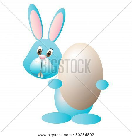 Easter Bunny holding egg-vector illustration
