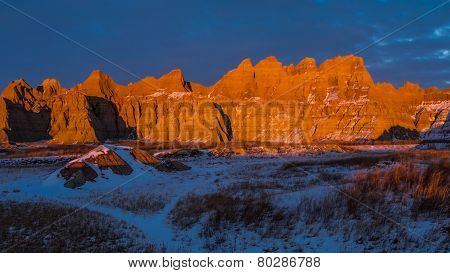 Ridge In The Badlands In Winter
