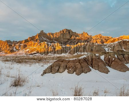 Ridge In The Badlands In Winter