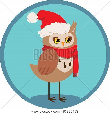 Cute owl on the blue background