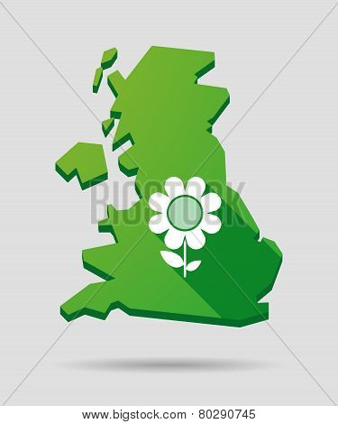 United Kingdom Map Icon With A Flower