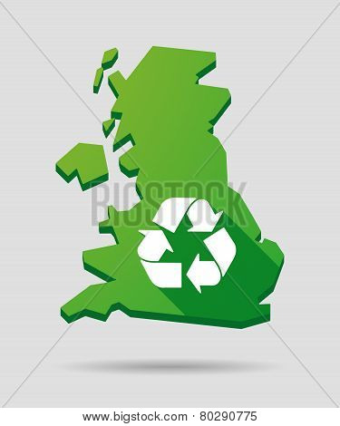 United Kingdom Map Icon With A Recycle Sign