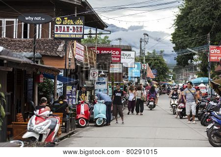 Walking Street in Pai, Mea Hong Son, Thailand