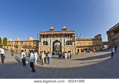 People Visit The Famous Amer Fort