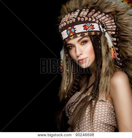 Beautiful ethnic lady with roach on her head.