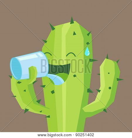 Cactus drinking water