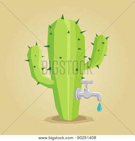 Faucet on cactus