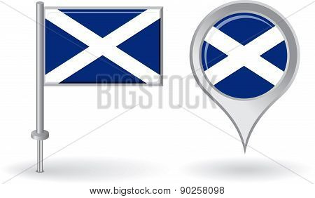 Scottish pin icon and map pointer flag. Vector