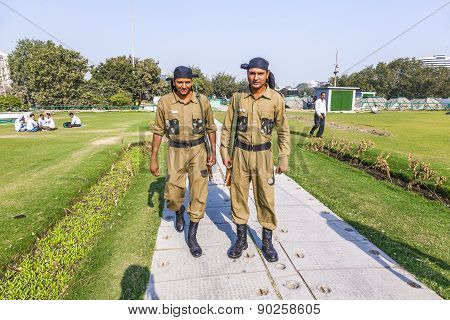 Policemen Guard Connaught Place