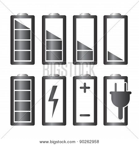 Battery Charge Level Indicators Set. Vector Illustration.