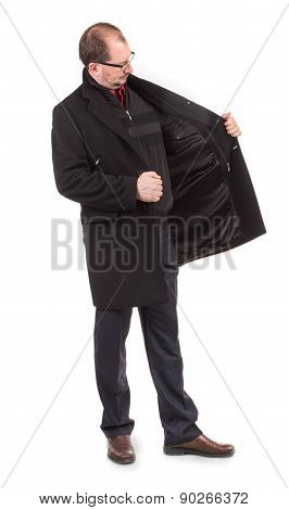 Men in a black coat.
