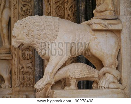 A detail of the cathedral of St Lawrence in Trogir