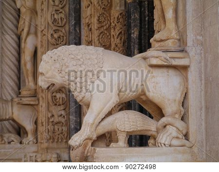 A detail of the cathedral of St Lawrence in Trogir