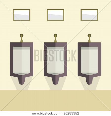 Flat Design Men's Urinal Row.