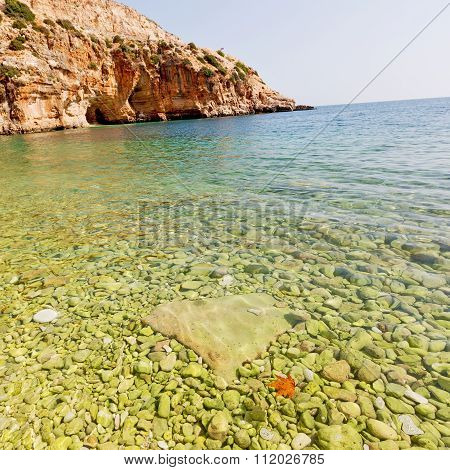 Asia In Thurkey Antalya Lycia Way Water Rocks And Sky Near The Nature
