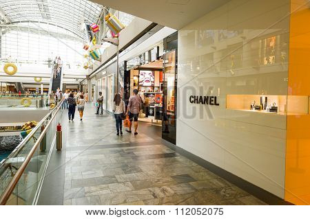 SINGAPORE - NOVEMBER 08, 2015: interior of The Shoppes at Marina Bay Sands. The Shoppes at Marina Bay Sands is one of Singapore's largest luxury shopping malls