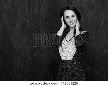 Yong Smiling Girl With Dark Hair