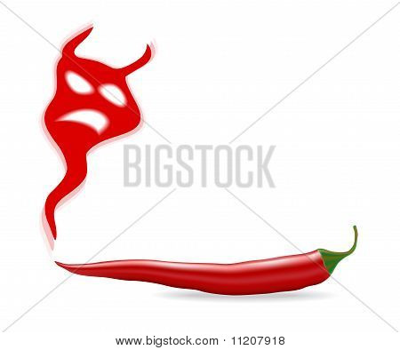 Chili-Schote mit Devil Schatten Illustration