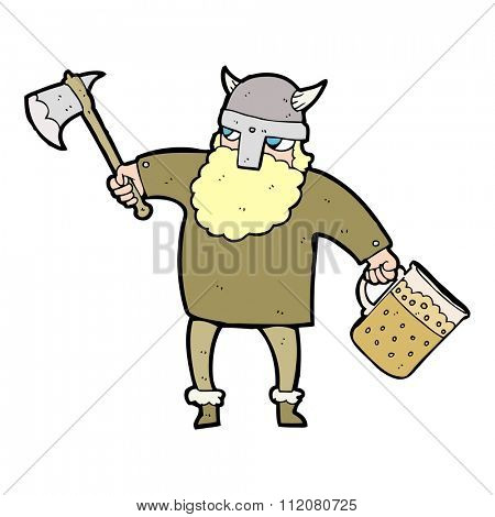 freehand drawn cartoon drunk viking